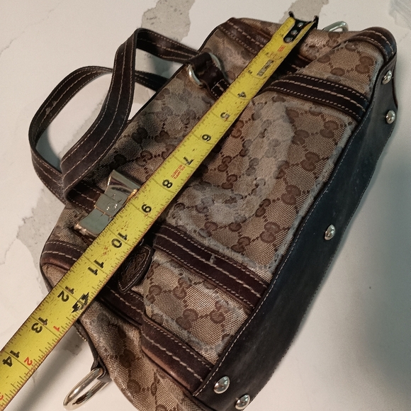 Authentic Gucci Crystal Monogram Duchessa Boston Bag Brown - Picture 13 of 14